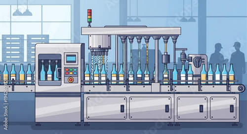 Bottling Machine Filling Bottles Factory.