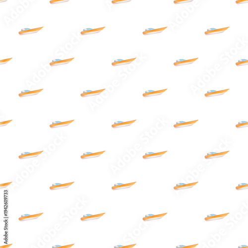 Orange speedboats forming a repeating pattern on clear white background