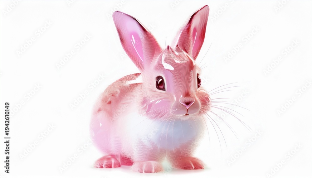 Obraz premium Glossy Pink Bunny Rabbit Illustration