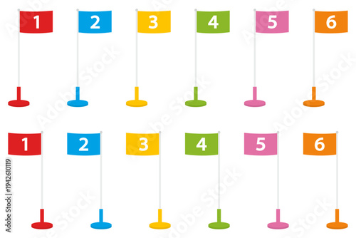 カラフルな着順旗のイラストセット