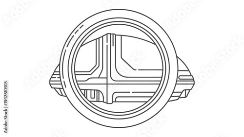 Automobile Car Part Illustration: Abstract automobile part drawing features a complex network of lines and shapes, suggestive of precision and mechanical components. 