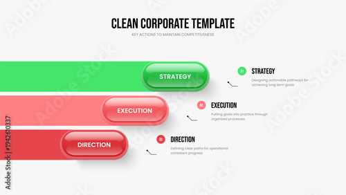 Professional Insight Presentation Design Vector Illustration. Consulting Performance Three Option Infographic Frame Layout. Product Showcase 3 Element Diagram Slide Template.