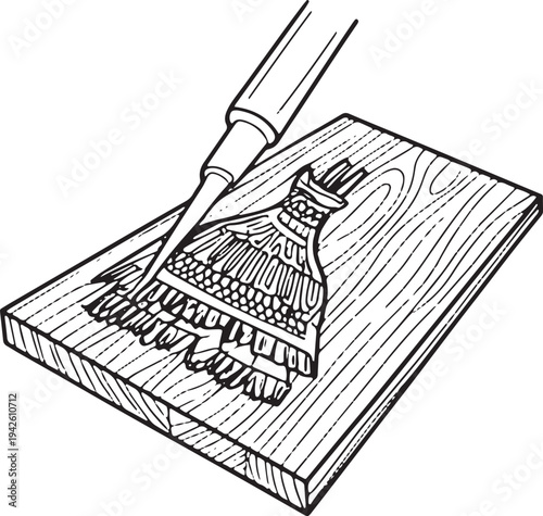 Artistic woodblock carving tool and board for traditional printmaking and handicraft workshop