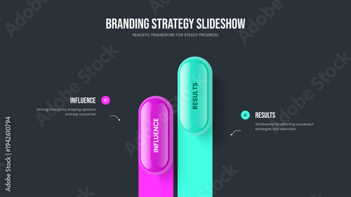 Project Insight 2 Step Diagram Presentation Template. Sales Proposal Two Element Infographic Slide Design. Company Launch Slideshow Layout Vector Illustration.