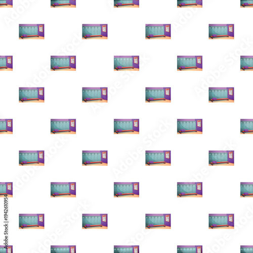 Locker room flat vector pattern featuring sports lockers and a bench