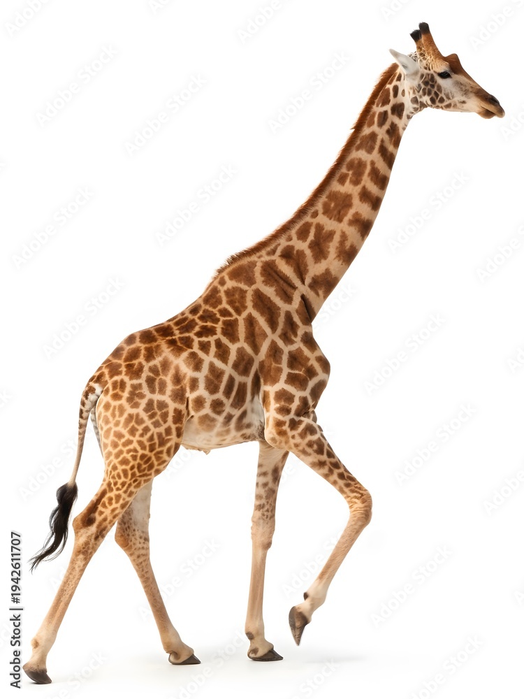 Obraz premium Giraffe walks confidently with long legs