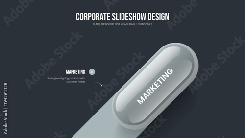 Corporate Performance One Option Diagram Frame Layout. Digital Visualization 1 Element Infographic Slide Template. Company Forecast Slideshow Design Vector Illustration.