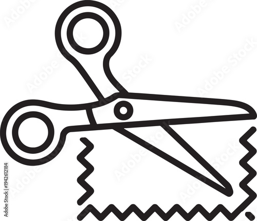 Scissors cutting zigzag fabric material for crafts sewing and tailoring