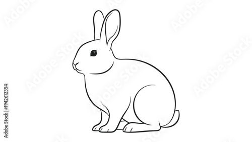 Cunning Rabbit: A simple outline drawing of a rabbit, showcasing its unique features, and elegant form. 