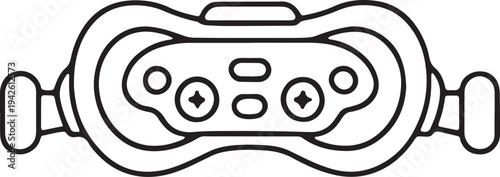 Virtual reality headset and gaming controller outline icon for immersive technology experience