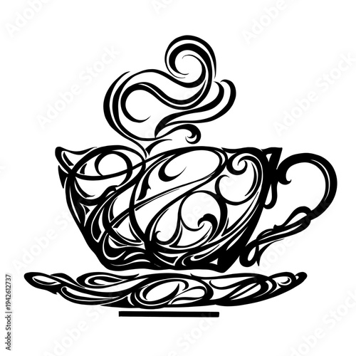 Decorative coffee cup swirl ornament