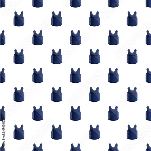 Seamless pattern of dark blue ballistic vests offering protection and safety