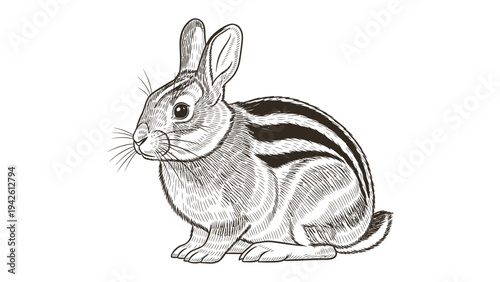 Rabbit Sketch: A charming sketch of a fluffy rabbit, rendered in intricate detail, showcasing its endearing features.
