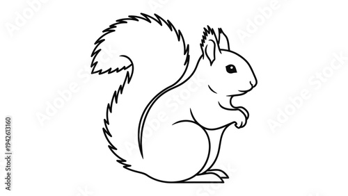 Squirrel illustration: A charming illustration captures the essence of a playful squirrel, its fluffy tail and alert posture hinting at its lively nature and close look in details