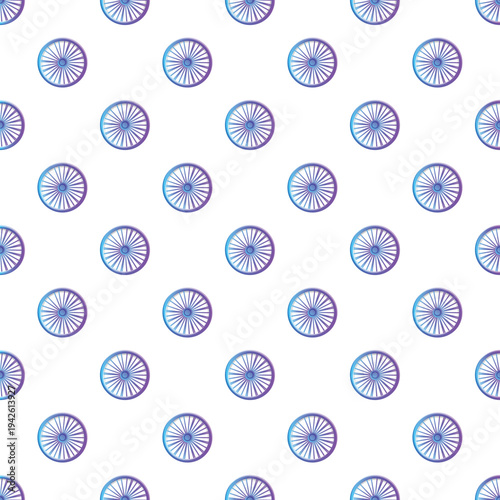 Ashoka chakra symbols repeating on a white background with blue and purple gradients
