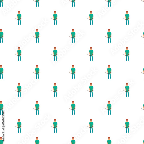 Archer man holding longbow creating a repeating pattern on white background