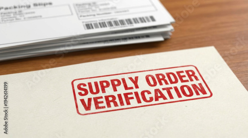 White Envelopes and Paperwork with Supply Order Verification Stamp
