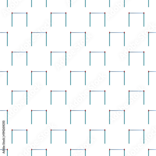 Horizontal bars for gymnastics and fitness forming a repeating pattern