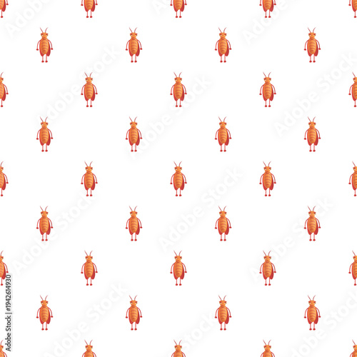 Cartoon cockroach characters forming a seamless vector pattern