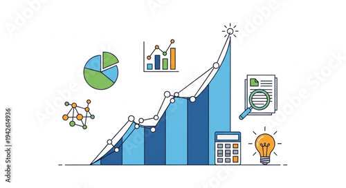 Business Growth Chart with Icons.