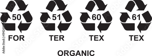 Collection of recycling symbols with numbers and abbreviated material types for environmental awareness