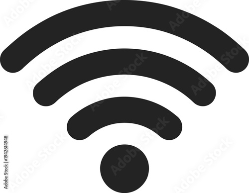 Simple dark grey wifi signal strength indicator icon isolated on white background