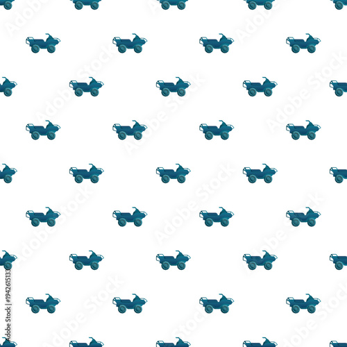 Repeating blue quad bike atvs forming a continuous vehicle pattern