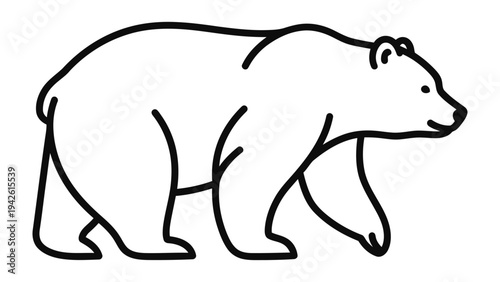 Bear Outline: A minimalist outline of a powerful bear, showcasing its iconic form and strength. Perfect for design projects.