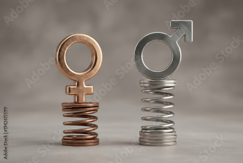 Copper Female Symbol and Silver Male Symbol Stacks