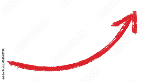 Foto Red hand drawn curved upward arrow path illustration