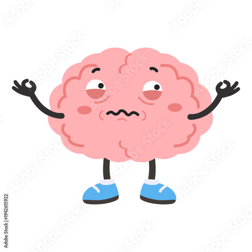 Cartoon Brain Character Looking Stressed