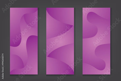 Modern Purple Gradient Roll Up Banner Set with Abstract Wave Shapes Background