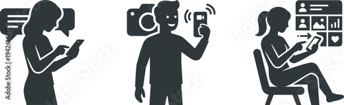 Social Media Users Interacting with Smartphones for Messaging Video Recording and Content Browsing