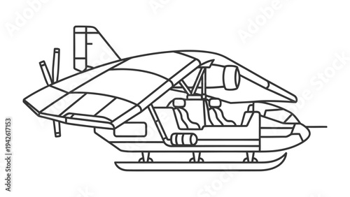 Modern Aircraft Design: An illustration of a cutting-edge aircraft, showcasing its innovative structure. and unique engineering with detailed precision.