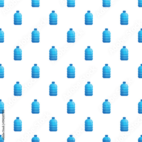 Seamless pattern of blue plastic water cooler bottles with liquid