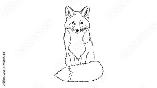 Fox in elegant line art : A refined and captivating depiction of a majestic fox, rendered with delicate lines that celebrate its natural grace and beauty.