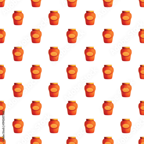 Honey jars repeat creating a vibrant orange background pattern