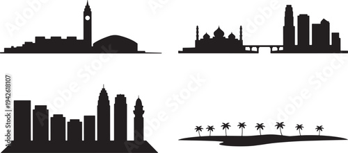 Tokyo japan skyline silhouette vector illustration famous cityscape landmarks skytree tower urban background