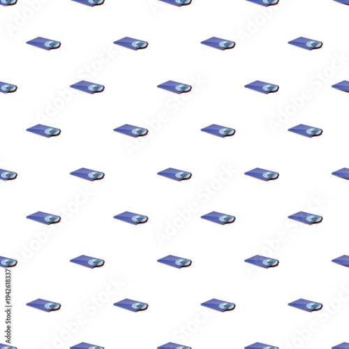 Repeating pattern showing blue digital media cases on a white background
