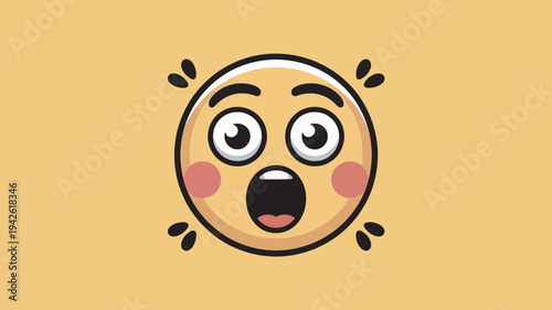 A cartoon emoji with a shocked expression on a yellow background