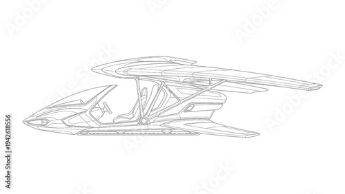 Futuristic Personal Aircraft Concept: An artistic depiction of a cutting-edge personal aircraft, showcasing its sleek design, potential for individual flight.