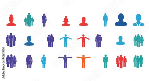 Diverse Group of People Icons Representing Community and Connection.