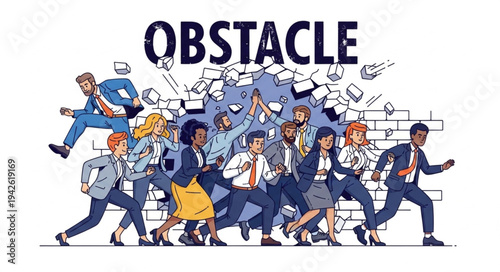 Business People Overcoming Obstacles Together.