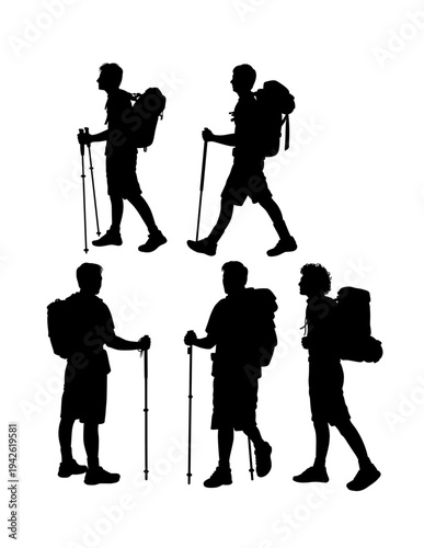 Hiker and backpacker activity silhouette