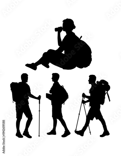 Male and female backpacker silhouette