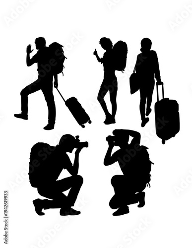 Traveler and photographer activity silhouette