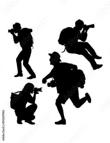 Traveler male and female activity silhouette