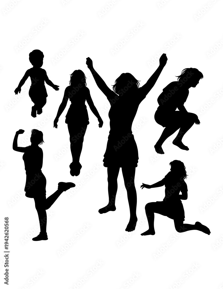 Fototapeta premium Female and male people activity silhouette