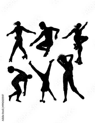 People activity game and workout silhouette