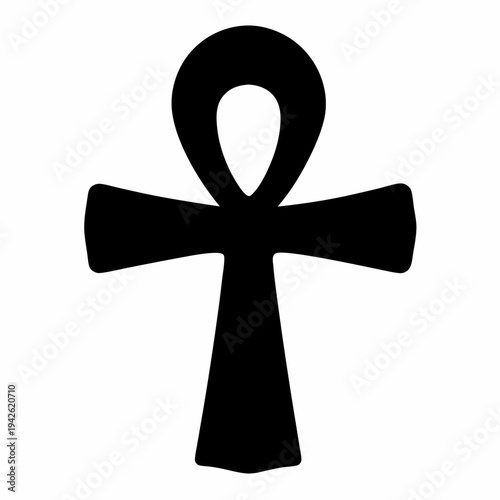 Black Ankh Symbol of Ancient Egyptian Culture and Eternal Life on White Background